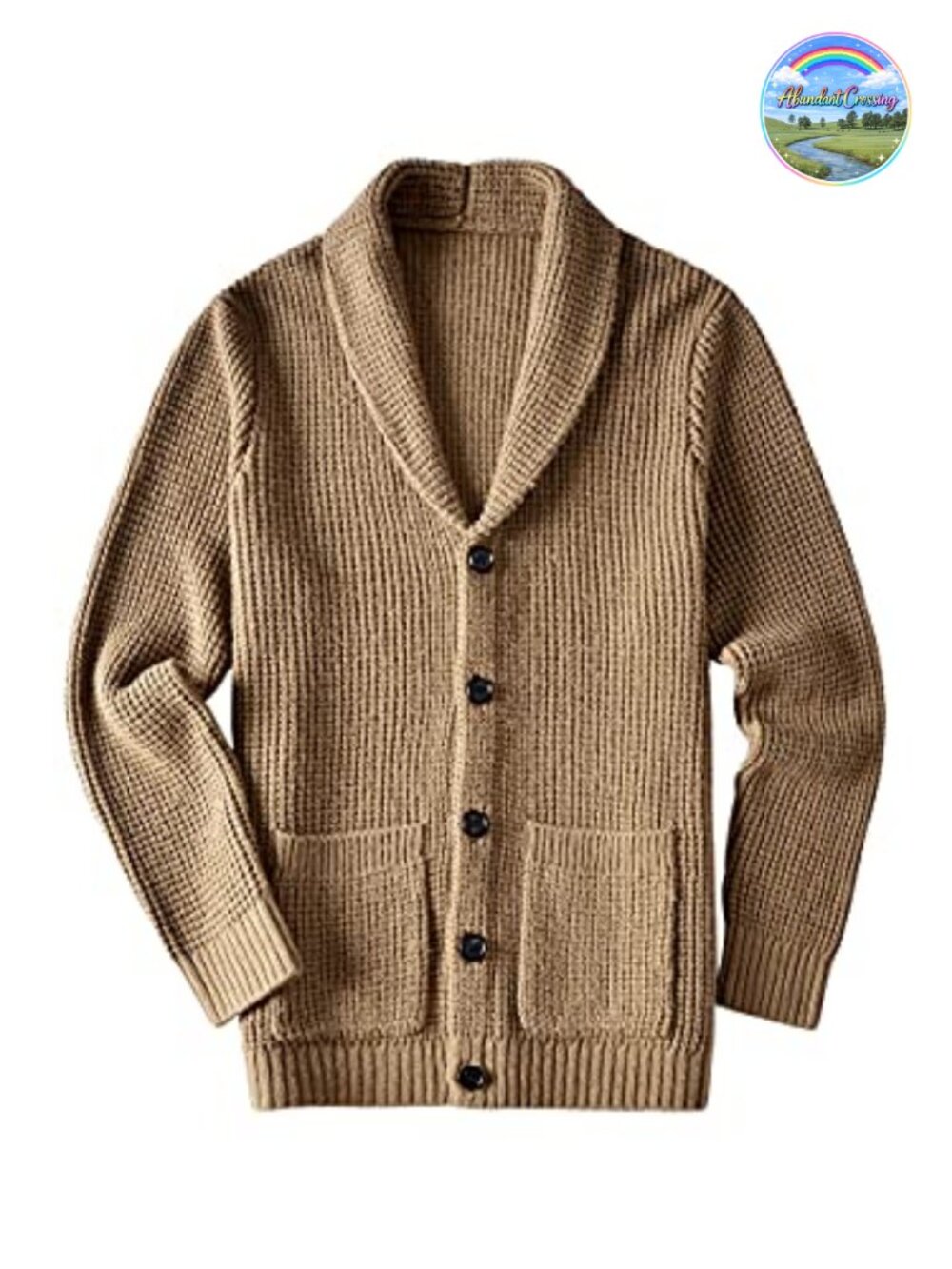 Men's Slim Thick Knit Shawl Collar Cardigan Wool Blend Pockets